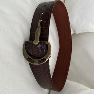Ralph Lauren Collection Gorgeous Chocolate Brown Alligator Belt Size S